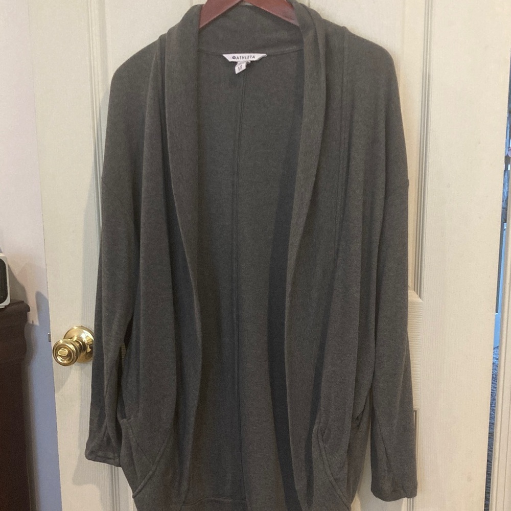 Athleta Charcoal Cocoon Recovery Cardigan